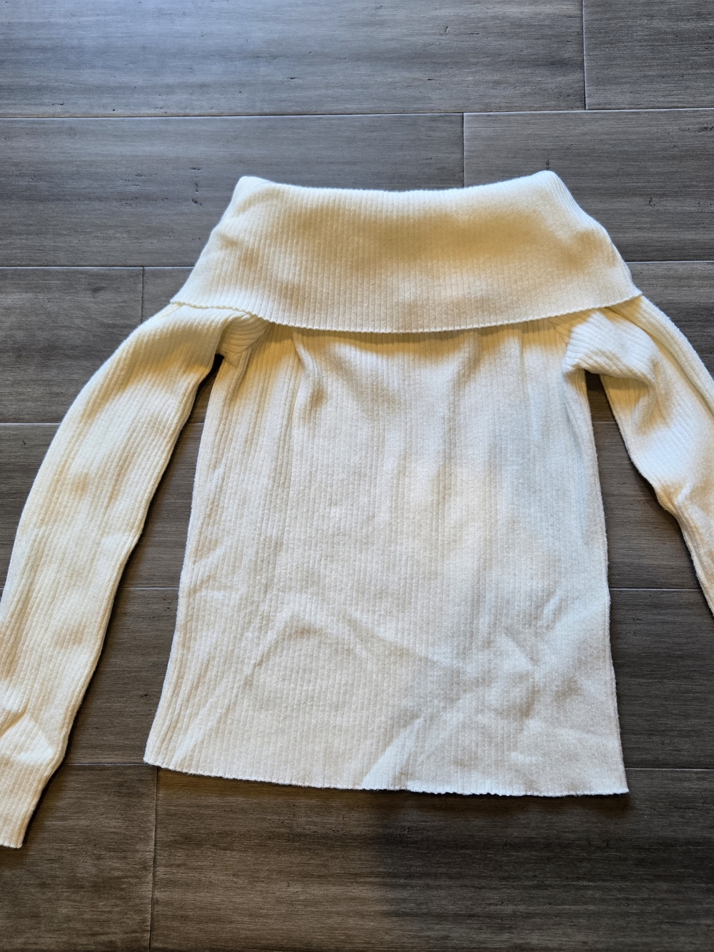 H&M Cream Off-the-Shoulder Ribbed Sweater